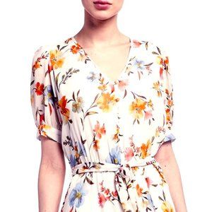 CK Floral Peasant Chiffon Maxi Dres SZ 2